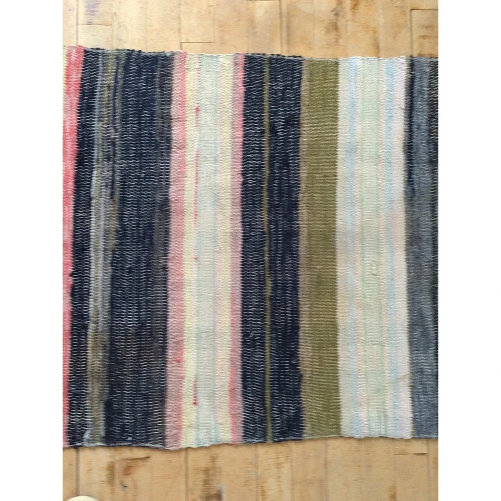 Antique Imported Swedish Hand Made Rag Rug Runner (25.75